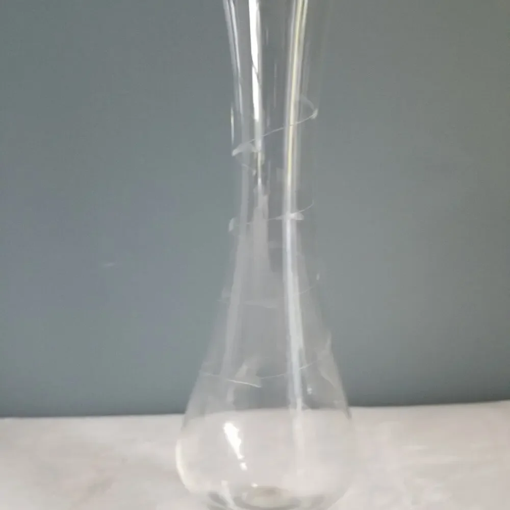 Vtg DUCHIN Sterling Silver Weighted Glass Bud Vase Etched MCM Flower Mid-Century